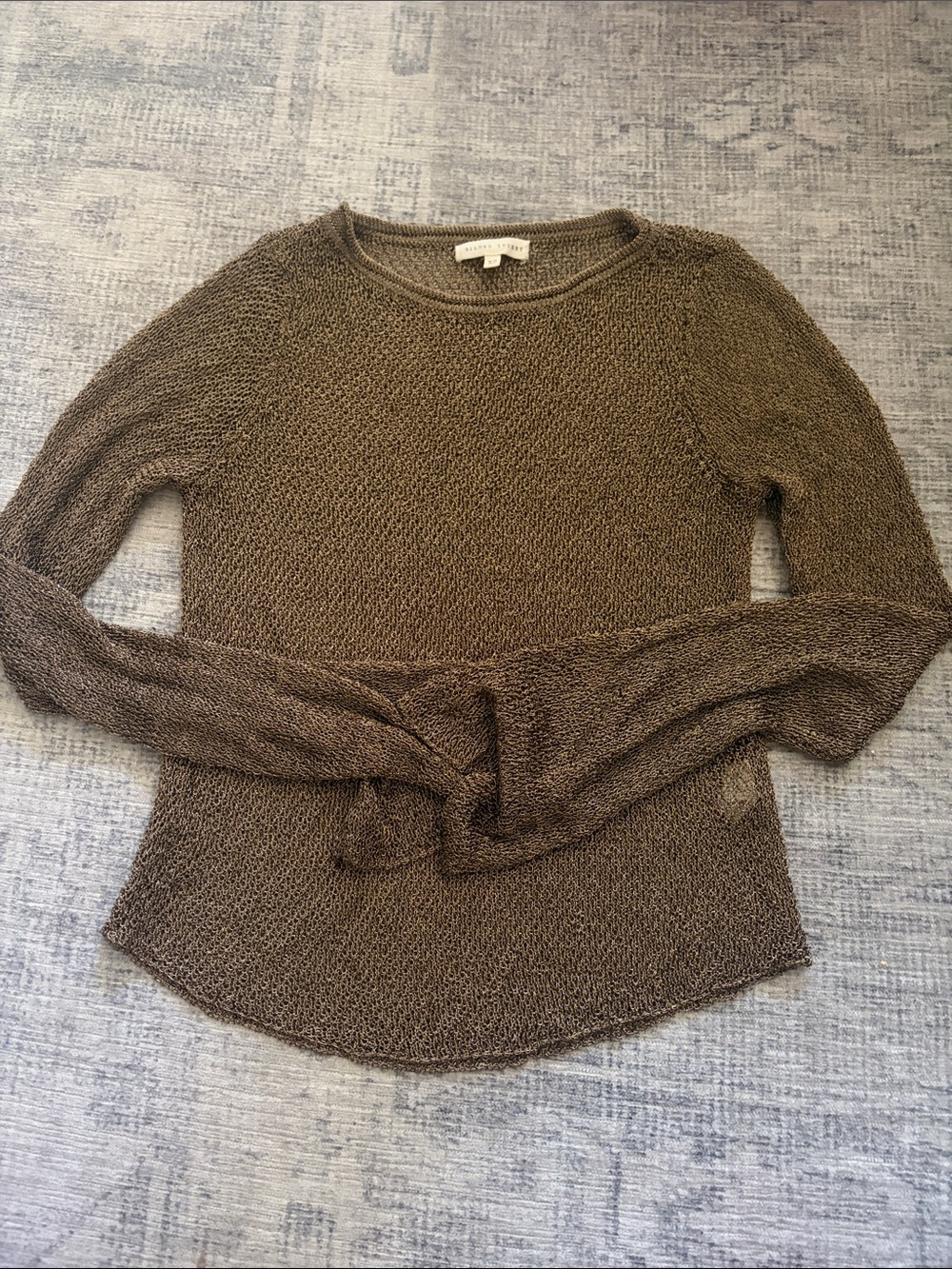 Gilded Intent Olive-Brown Lightweight Mesh Long Sleeve Top